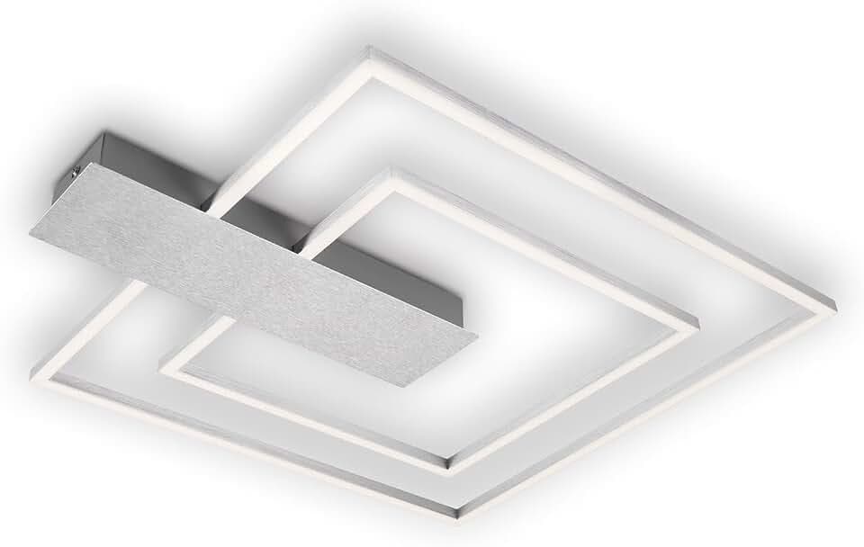 Briloner Leuchten - LED Deckenleuchte dimmbar in 3 Stufen, Memoryfunktion, warmweiße Lichtfarbe, LED Deckenlampe eckig, aluminiumfarbig, 570x480 mm, 3545-018