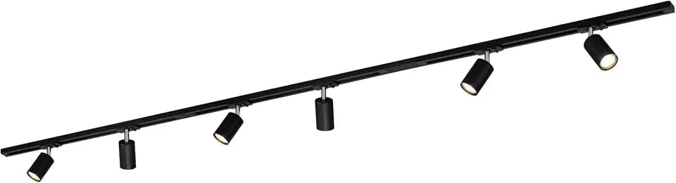 BRILONER - Schienensystem Rail Komplettset, 6x GU10 Spots schwenkbar, Einspeisung, Lichtschienensystem Decke, Strahler Schiene, Deckenlampe, Deckenleuchte, Spotlight, 2,25m, Schwarz