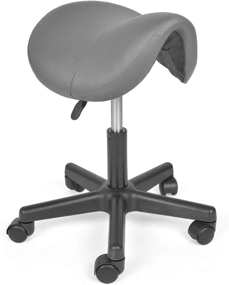 Mingone Sattelstuhl mit Rollen Rollhocker Hocker 360 ° Drehung Grau