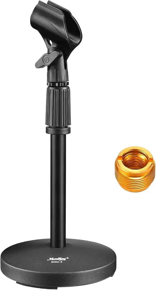 Moukey Schreibtisch-Mikrofonständer mit Mikrofonclip, verstellbarer Tisch-Mikrofonständer mit 5/8-Zoll-Stecker auf 3/8-Zoll-Buchse, für Sm57 Sm58 Sm86 Sm87 Blue Yeti Blue Snowball, MMs-2