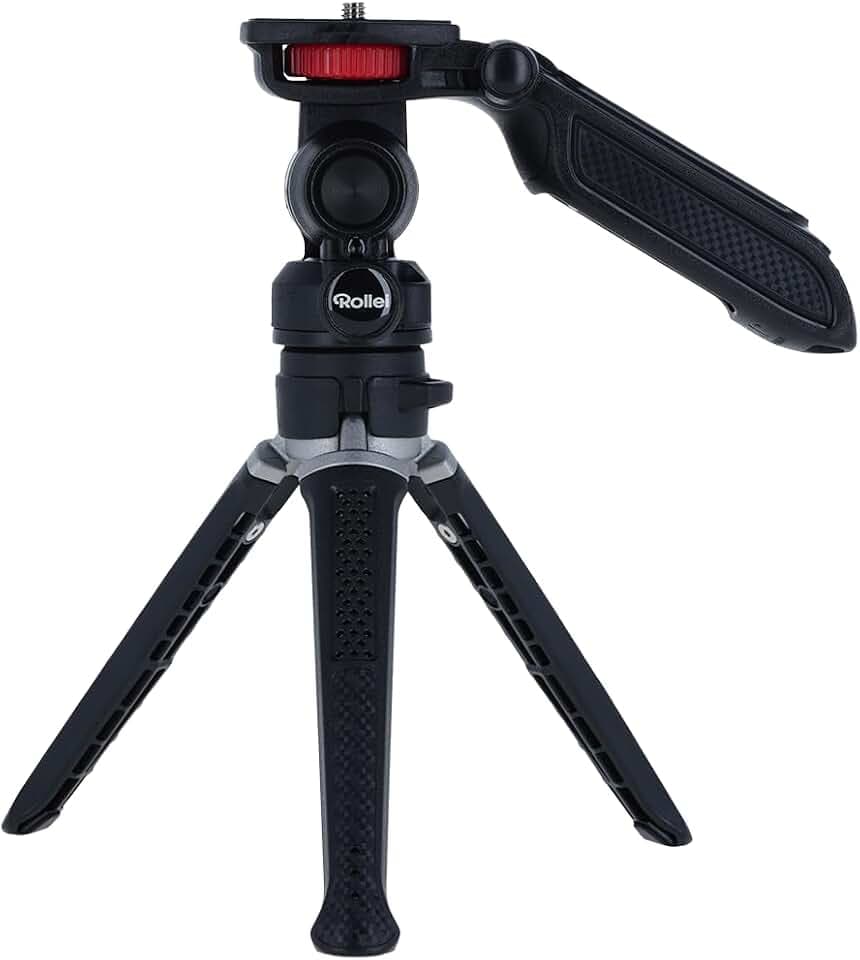 Rollei Creator Grip - Ministativ: Flexibles 3-in-1 Stativ für erstklassige Aufnahmen mit 360° Drehkopf, Kompaktkamera-Halterung & Smartphone-Halterung!