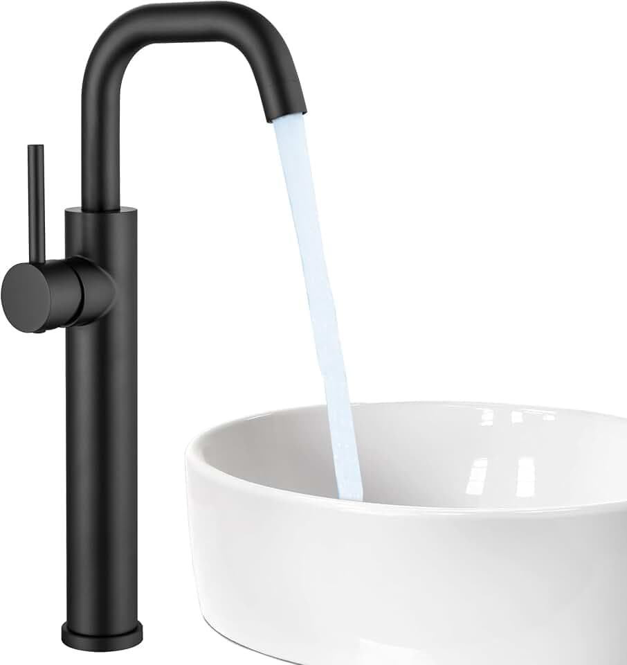 LIWEIKE Wasserhahn Bad Schwarz, waschtischarmatur hoch 360° Drehbar einhebelmischer waschbecken mit 2 Sprühmodi wasserhahn waschbecken bad, Edelstahl