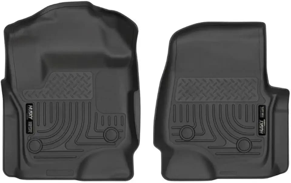 Husky Liners Weatherbeater Floor Mats | Fits 2017-2026 Ford F-250/F-350/F-450 SuperCrew (Crew Cab) & SuperCab (EXT Cab) w/Factory Vinyl Flooring | Front Row, 2-pc Black - 13321