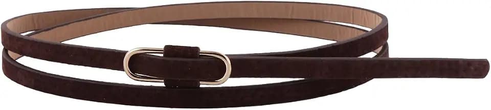 Damara Damen Super Schmal Poppig Jeans Kleid Belt Gürtel,Dunkelkaffee