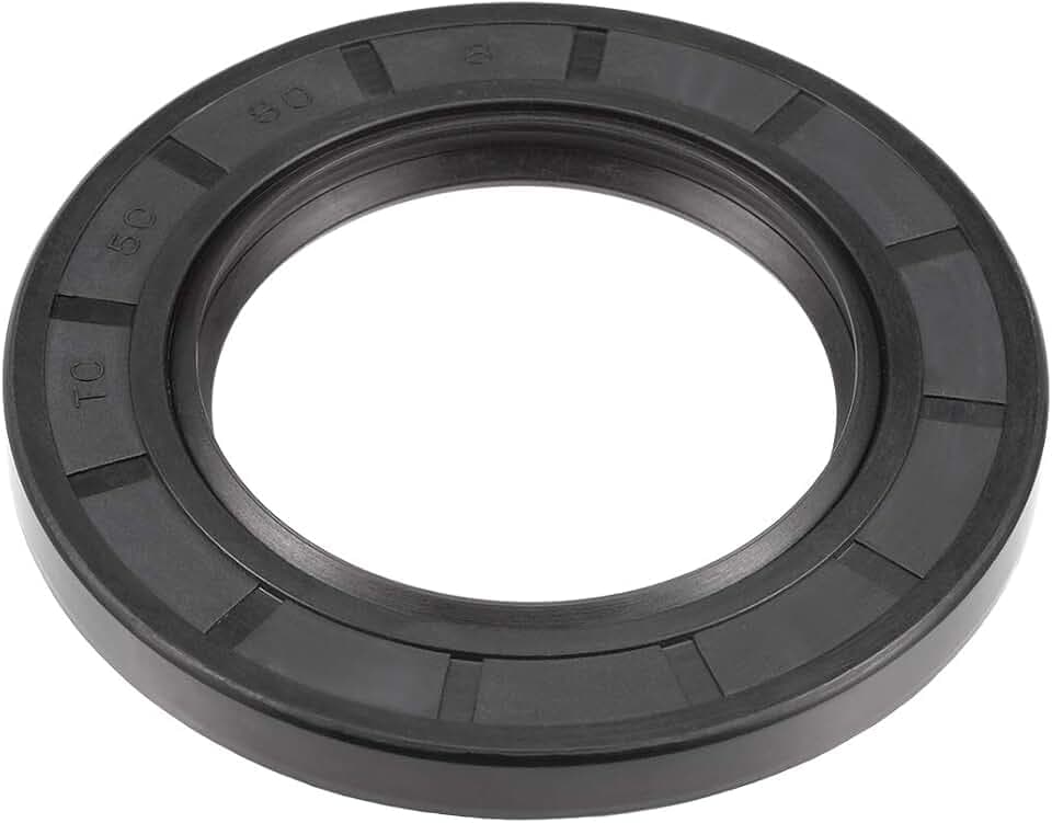 uxcell Oil Seal, TC 50mm x 80mm x 8mm Nitrile Rubber Cover Double Lip with Spring for Bearing Shaft, Black Pack of 1