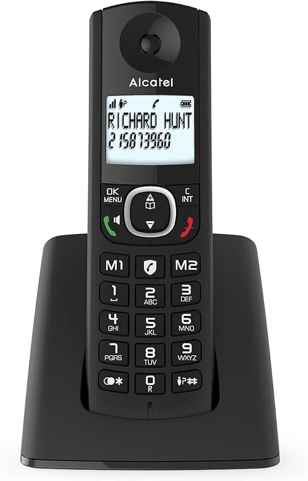 ALCATEL F530 - Schnurloses Festnetztelefon DECT - Großes beleuchtetes Display - Freisprechfunktion - Anrufblockierungsfunktion - 2 Direktwahltasten - Schwarz