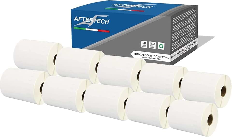 Aftertech 10 x 4XL 104 x 159 mm Rollen kompatible Klebeetiketten (220 Etiketten/Rolle = 2200 insgesamt) für Dymo LabelWriter Seiko SLP Etikettiermaschinen Drucker S0904980 1744907 10x4XL