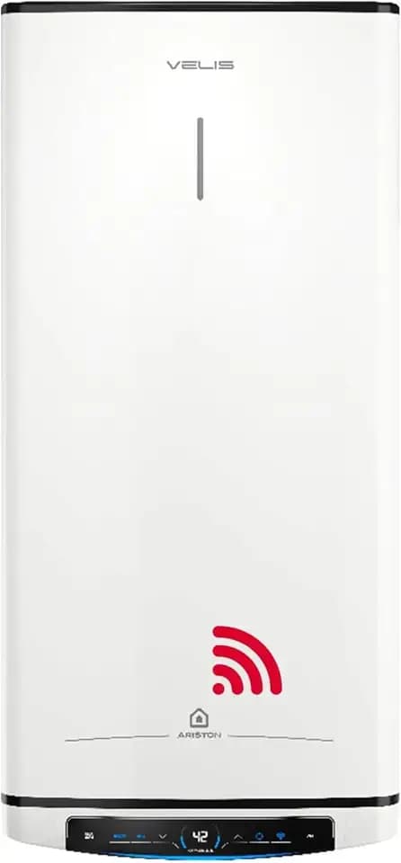 Ariston Velis Pro Wifi Elektrischer Warmwasserbereiter, niedriger Stromverbrauch, mehrere Positionen, 50 Liter, flach, WLAN und ECO-EVO-Funktion, 79,7 x 27,5 x 51,1 cm, Installation in Spanien