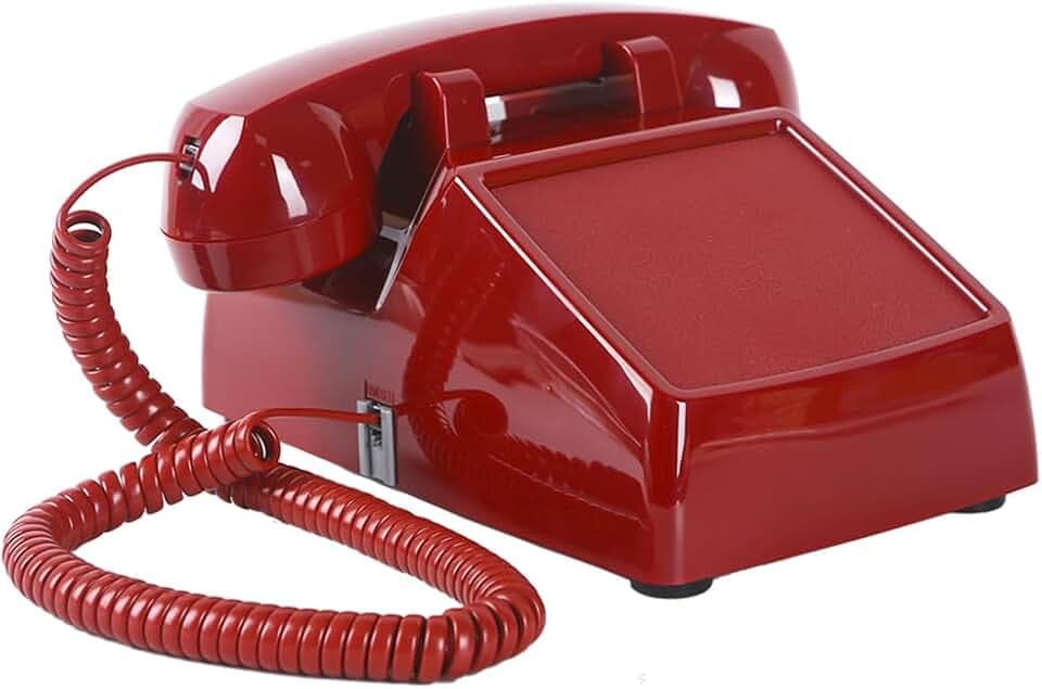 HTMengt No Dial Phone Incoming Calls Only/Industrial No Dial Telephone Hearing Aid/No Keypad Telephones Metal Ringer/No Button Landline Phones/Inbound Calls Only for Senior,Memory Care,Nursing,Red