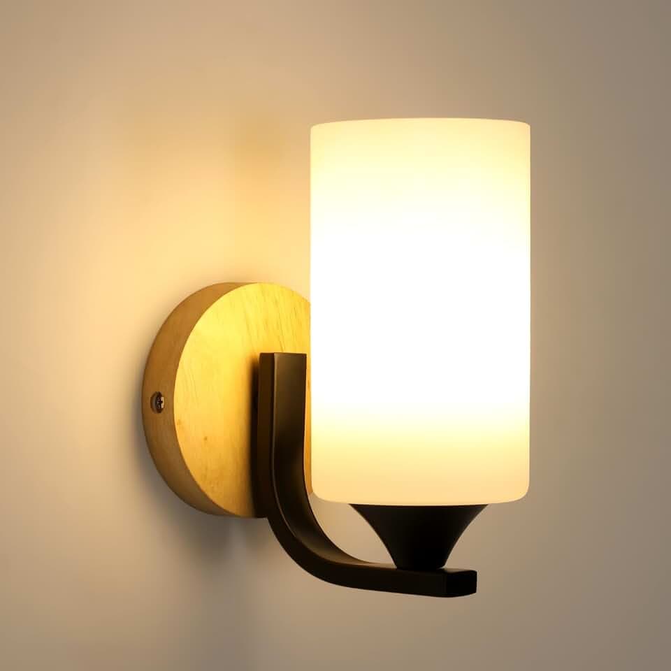 Toolight Wandleuchte Glas Zylinder Schwarz E27 Treppe Wohnzimmer | Industrielle Wandleuchte Innen mit Glasschirm, zylindrische Form in Schwarz, für Wohnzimmer, ohne Glühbirne, moderne Optik