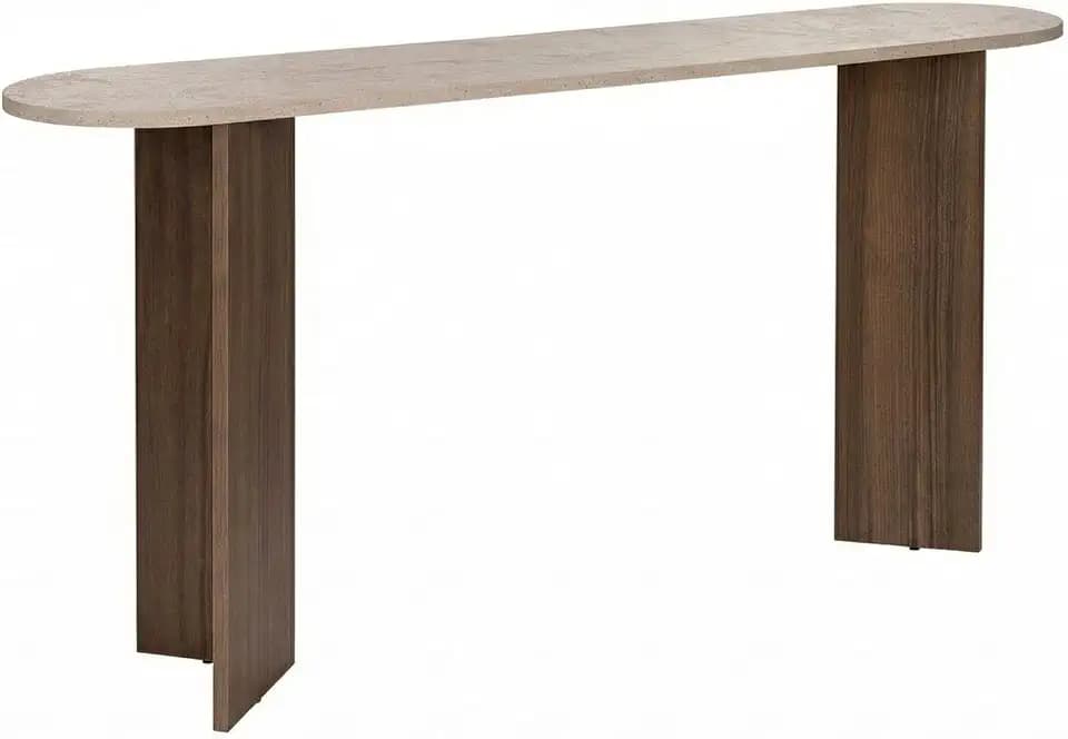 Hanah Home Elegantes Sideboard, 150 cm breit, 75 cm hoch, 35 cm tief | 100% melaminbeschichtete Spanplatte | Travertin & Venezia-Nussbaum