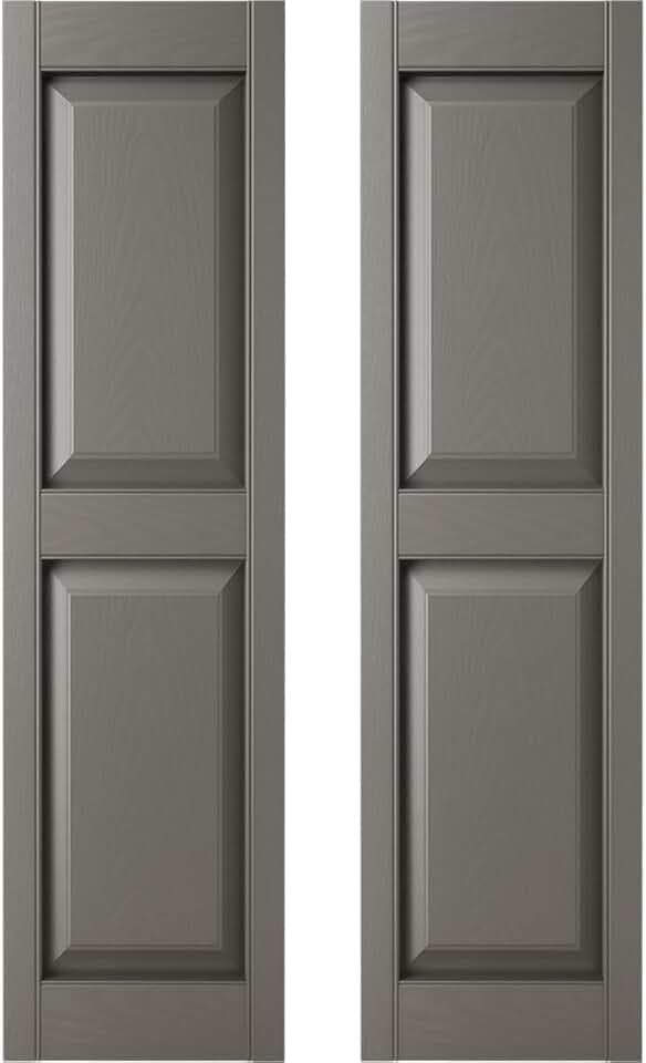 Builders Edge 14.5 in. W x 62 in. H, Custom Two Equal Panels, Raised Panel Shutters, Includes Matching Installation Spikes (Per Pair), 018 - Tuxedo Grey