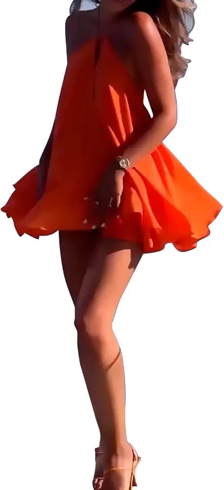 Women's Summer New Sexy Deep V-Neck Backless Loose A-line Cross-Back Bow Tie Belted Dress Solid Color Backless Mini Dress