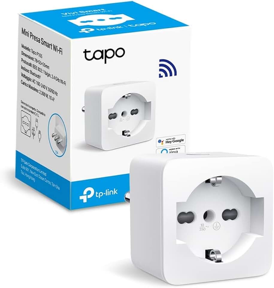 Tapo Italienische Smart-Steckdose, intelligentes WLAN, Timer für Steckdose, Sprachsteuerung, funktioniert mit Alexa, Fernbedienung über App, Typ L bis zu 10 A, Tapo P105A