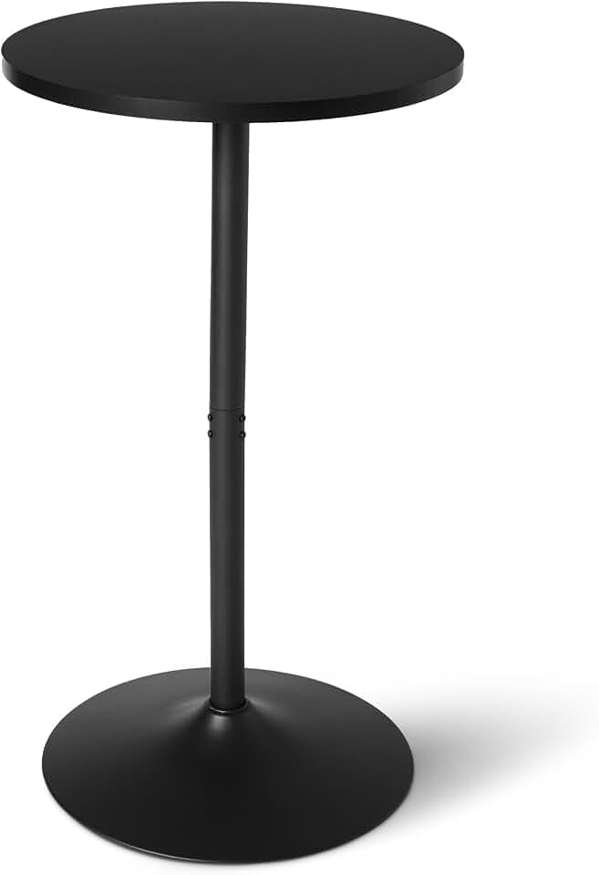 Amazon Basics Bartisch, Frühstückstisch, Bistrotisch, Rund, für den Innenbereich, 59,9cm x 59,9cm x 106,4cm, Schwarz