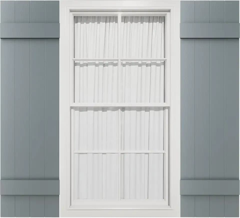14"W x 43"H Mid-America Vinyl, Standard Size Four Board Joined Shutters, w/Installation Shutter-Lok's & Matching Screws (Per Pair), 419 - Storm Cloud