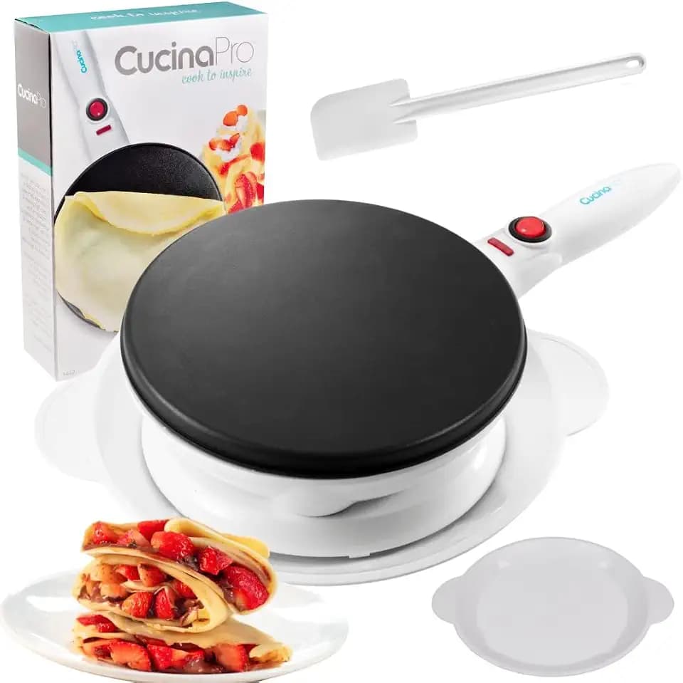 CucinaPro Cordless Crepe Maker, Non-Stick Dipping Plate, Electric Base