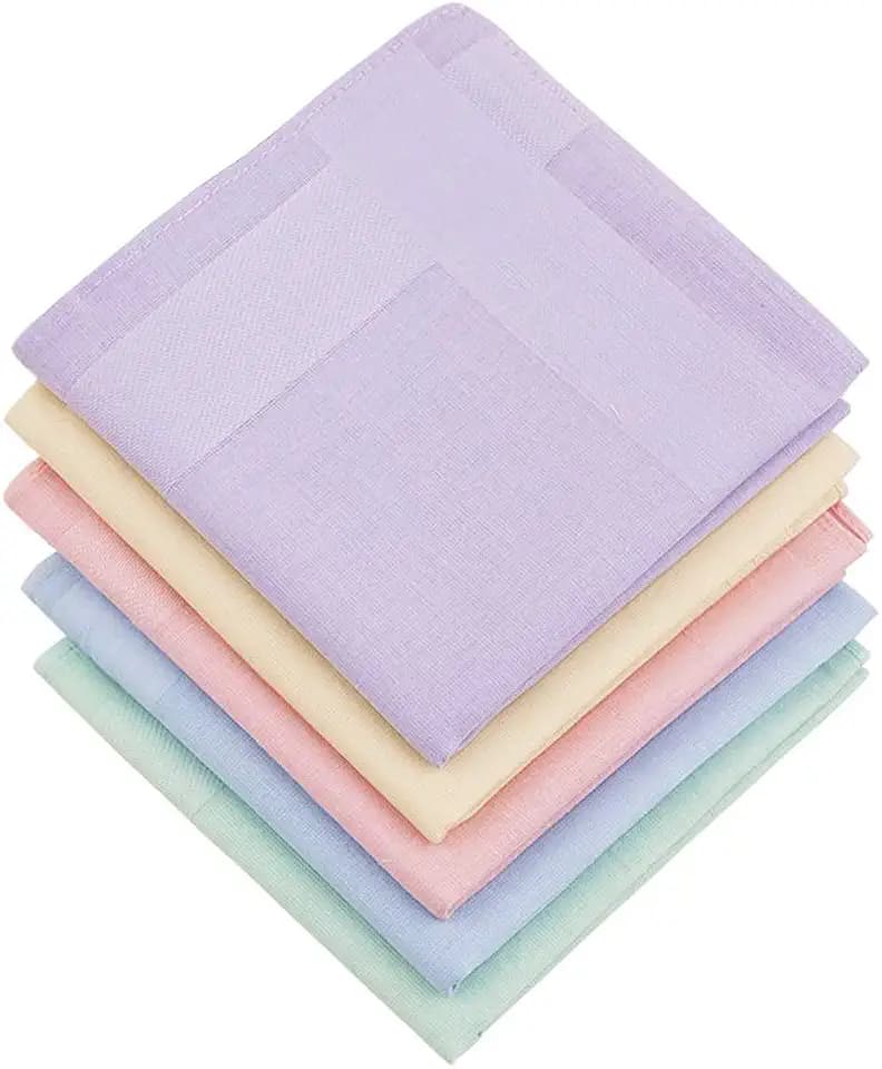 HOULIFE Damen Taschentücher, einfarbig, aus reiner Baumwolle, 40 x 40 cm, für den täglichen Gebrauch, 5 Stück Gr. 40*40 cm, 5-teiliges Set.