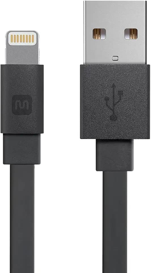 Monoprice Flat Apple MFi Certified Lightning to USB Type-A Charging Cable, 4 Feet, Black - Premium Series
