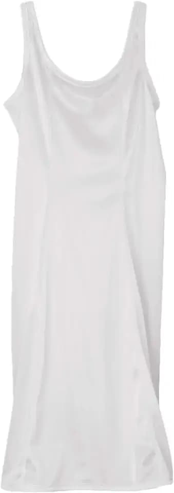 Little Things Mean A Lot Girls White Simple Princess Style Tea or Knee Length Nylon Slip with Adjustable Straps (Size 4-16)