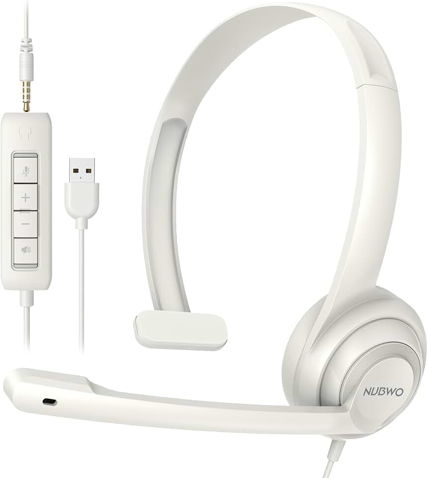 NUBWO HW02 USB Headset with Microphone Noise Cancelling & in-line Control