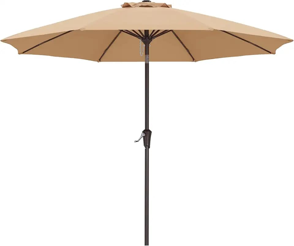 ABCCANOPY 11FT Patio Umbrella Outdoor 8 Ribs Table Umbrella(Khaki)