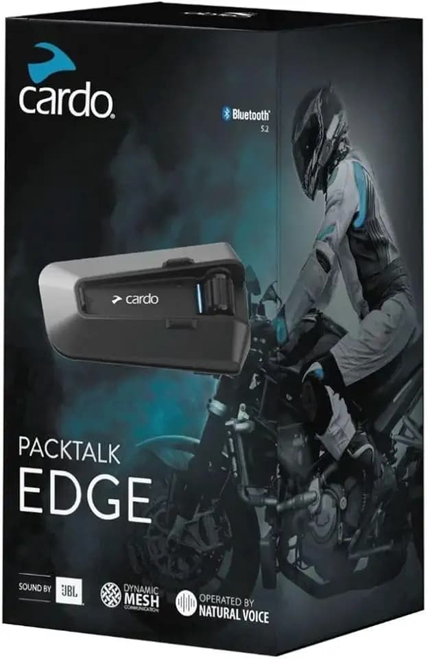 Cardo PACKTALK Edge Motorcycle Bluetooth Communication System Headset Intercom - Dual Pack