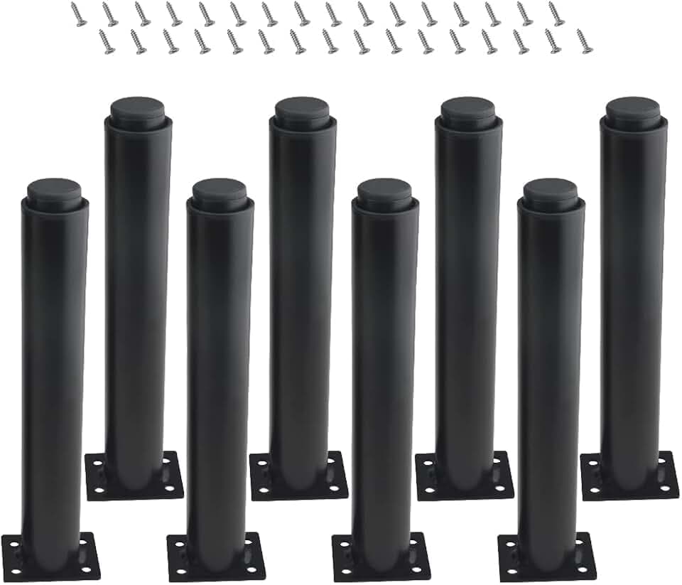 8 Stück verstellbare Möbelbeine, Schrankfußbeine, robuster Bett-Mittelrahmen, Lattenstützbein für Tisch, Bett, Sofa, 25,4 cm - 41,8 cm, Schwarz