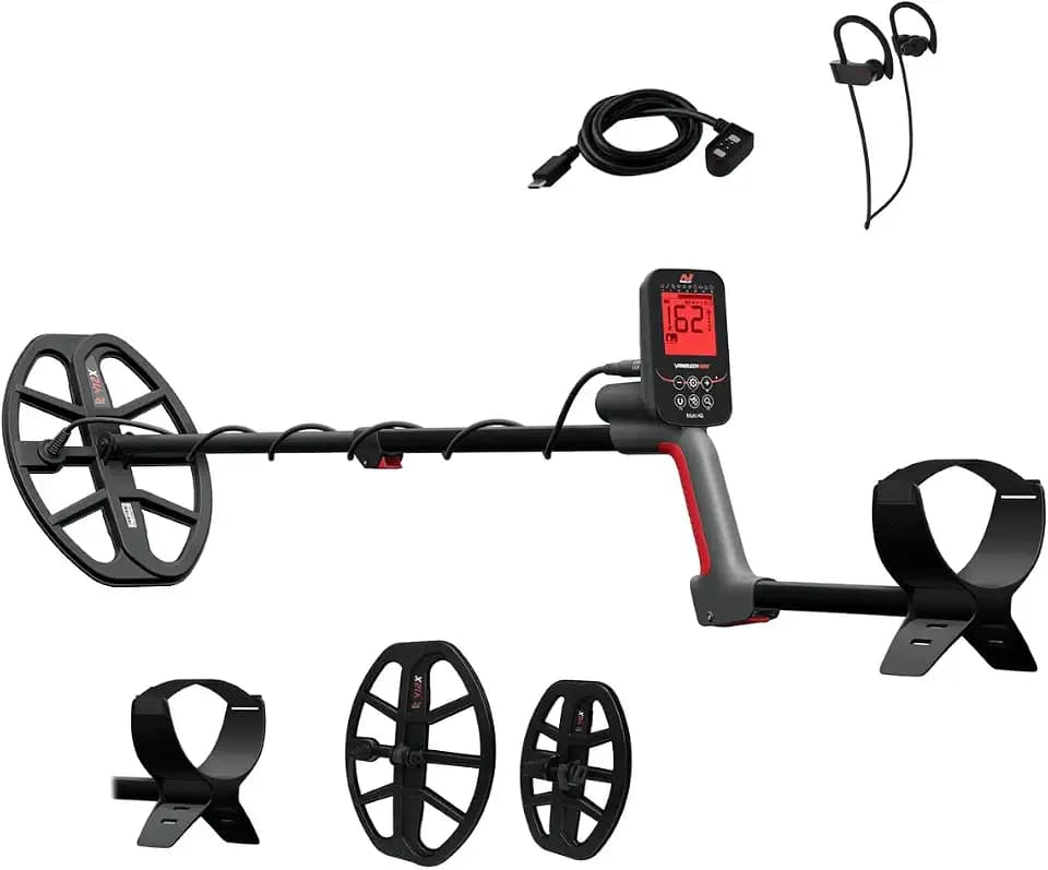 MINELAB Vanquish 560 PRO-Pack Fully-Automatic Lightweight Waterproof Metal Detector with Multi-IQ Technology, Includes V12X 12" and V8X 8" Double-D Coils and Wireless Ear Buds