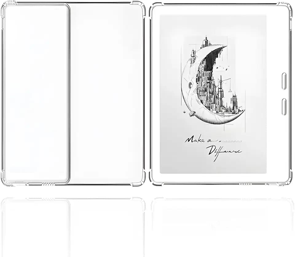 Case for Onyx Boox Leaf5C e-Reader/Onyx Boox Leaf5 e-Reader, WUNIAK Airbag Drop-Proof Design Thin Slim Lightweight Scratch Proof,Durable Protection Silicone Rubber TPU Cover for Leaf 5C/Leaf5 (Clear)