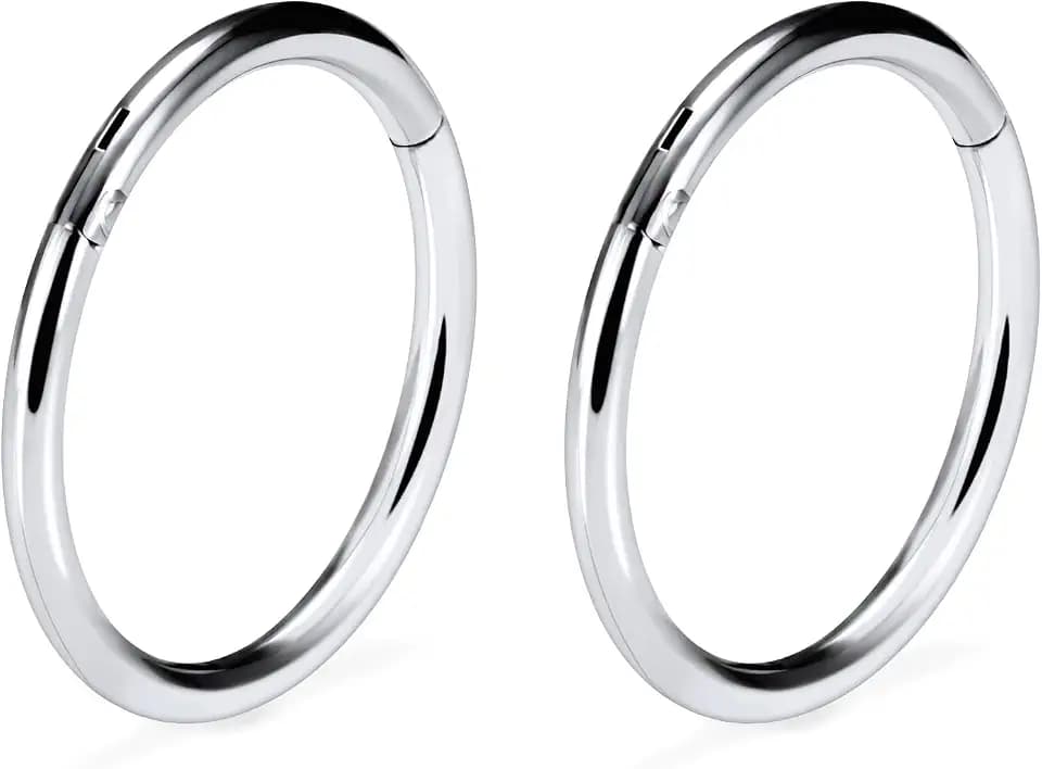 F136 Titanium 20/18/16/14g Septum/Nose/Lip/Cartilage/Helix/Conch/Tragus/Daith Clicker Rings Earrings Surgical Steel Smile Piercings Jewelry for Women Men
