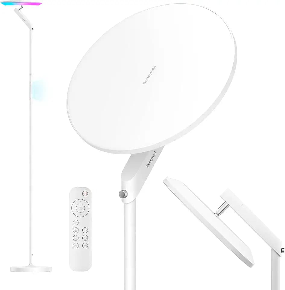 Honeywell LED Floor Lamp 3000LM Full-Spectrum Torchiere Reading RGB Remote