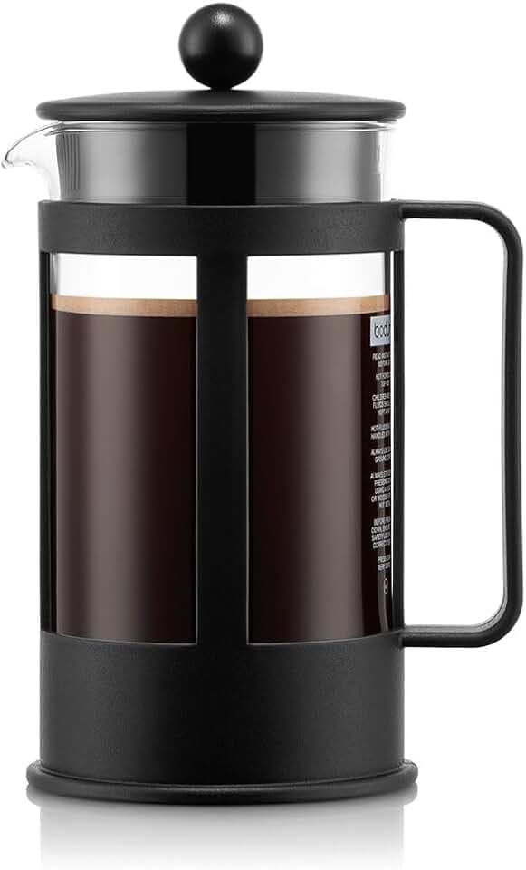 Bodum Kenya Kaffeebereiter - 1L / 8 Tassen - Manuelle French Press aus Borosilikatglas und Edelstahl - Spülmaschinenfest - Made in Portugal