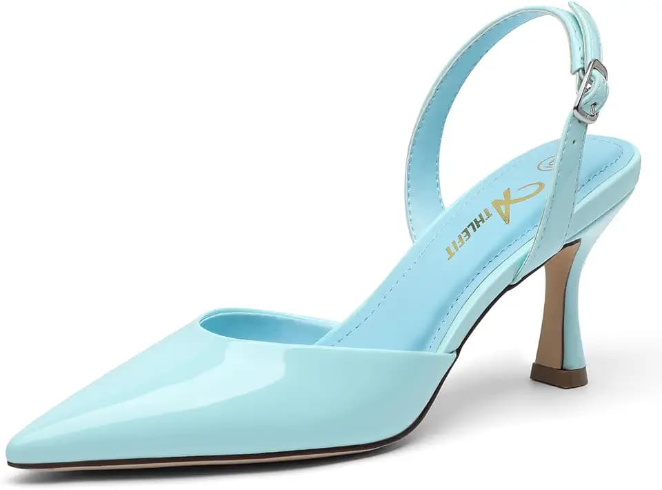 Athlefit Women's Kitten Heels Closed Toe Pumps Shoes