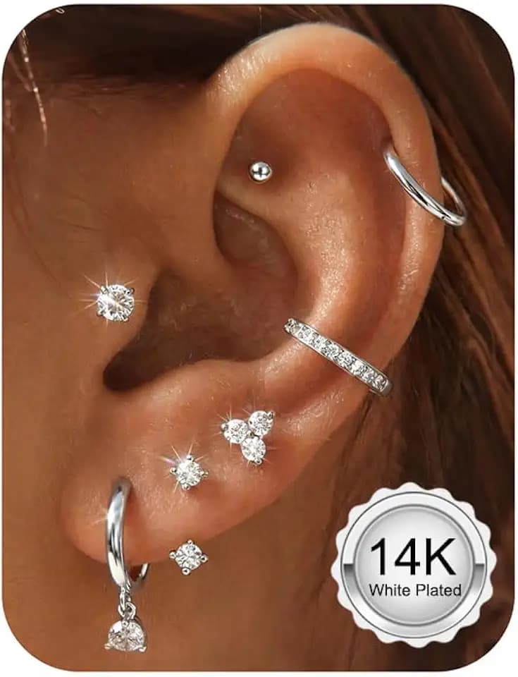 Tungary Gold Earring Stacks for Women Cartilage Stainless Steel Earring Set