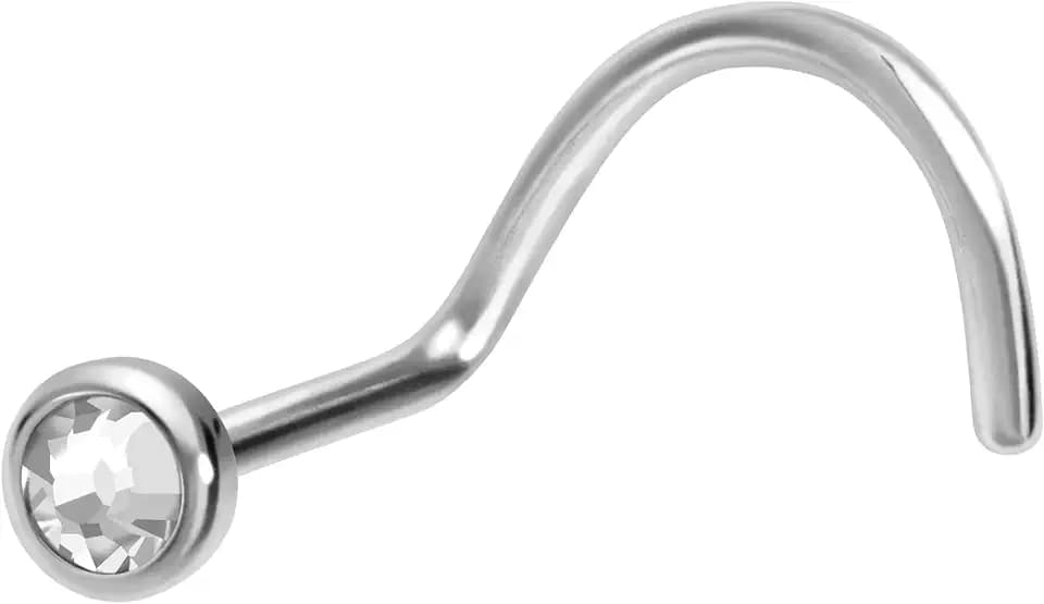PIERCINGLINE Nasenpiercing aus Chirurgenstahl mit Kristalldisc - Nasenstecker in 4 Farben und 2 Größen