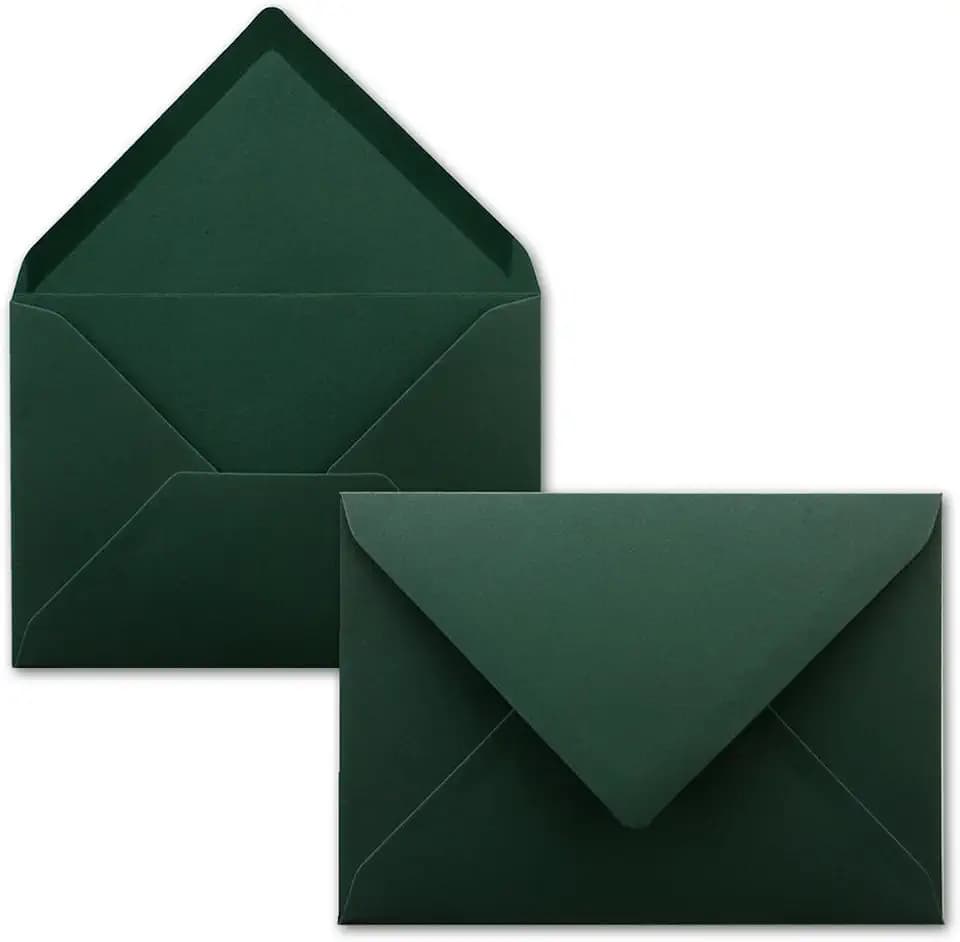 Briefumschläge in Kieferngrün- 25 Stück - DIN C5 Kuverts 22,0 x 15,4 cm - Nassklebung ohne Fenster - Weihnachten, Grußkarten - Serie FarbenFroh