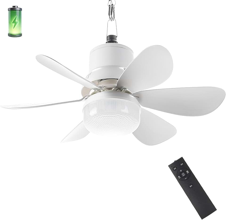 18" Portable Canopy Tent Fan Light with Remote for Outdoor Gazebo