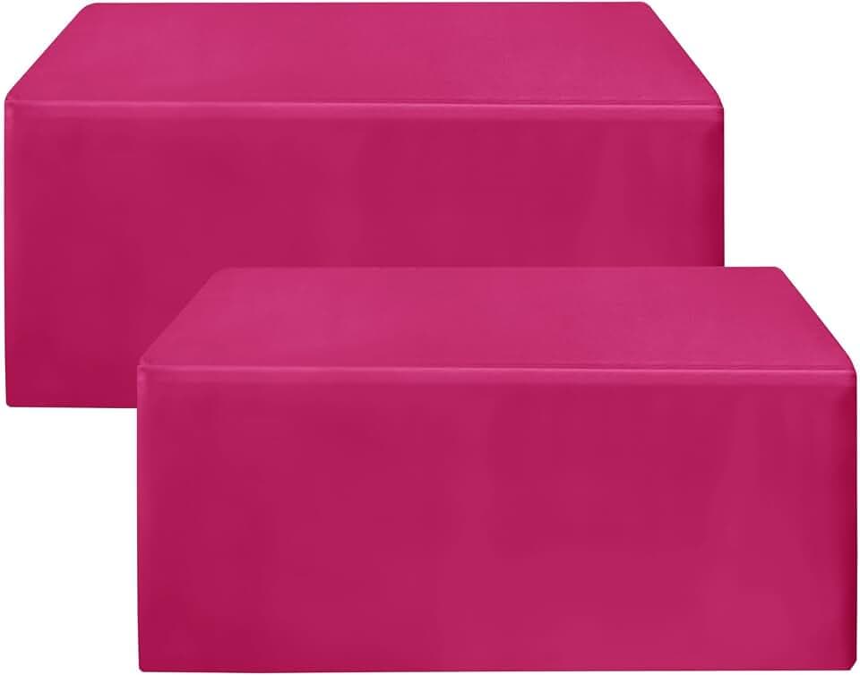 Fitted Table Cloths For 4 Foot Rectangle Tables,Vendor Booth 2 Pcs Fuchsia