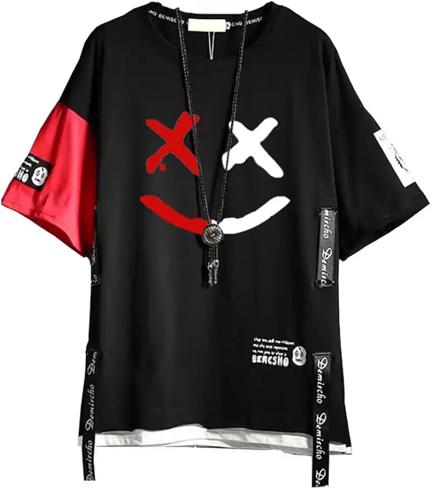 DUDHUH Men’s T-Shirts Techwear Japanese Streetwear Hip Hop Short Sleeve Shirts for Men