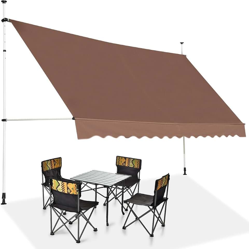 RELAX4LIFE Klemmmarkise 400 cm breit, Markise Balkon ohne Bohren, Höhenverstellbare Balkonmarkise mit Handkurbel, Sonnenschutz für Terrasse Balkon Veranda (400x175cm, Kaffee)