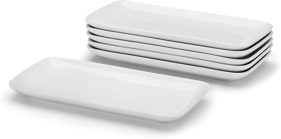 Miicol Small Platters Set of 6, Ceramic Rectangle Plates 9 Inch