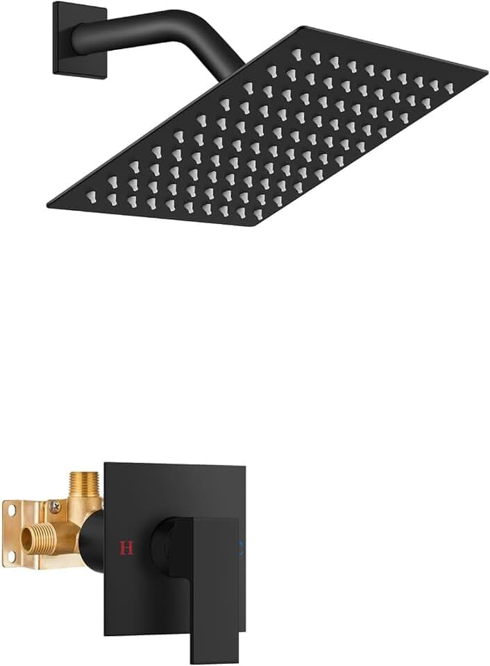 Airuida Shower Faucet Set,8 Inch Shower Valve Kit,Matte Black