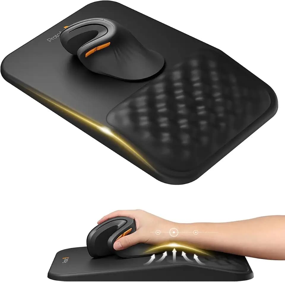 ProtoArc MP50 Ergonomic Mouse Pad with Wrist Rest, PU Leather, Black