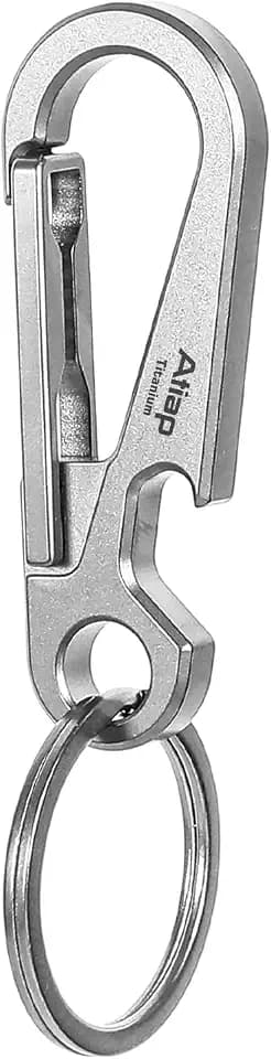 Titanium Keychain Clip, Minimalist Key Ring Organizer with Built-in Bottle Opener, Lightweight Quick Release Key Holder for Belt Loops and Backpacksn