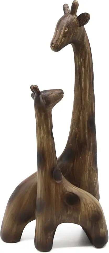 Lukitas Giraffes Statue Decor, Mom-and-Baby Giraffe Sculpture, Resin 11''