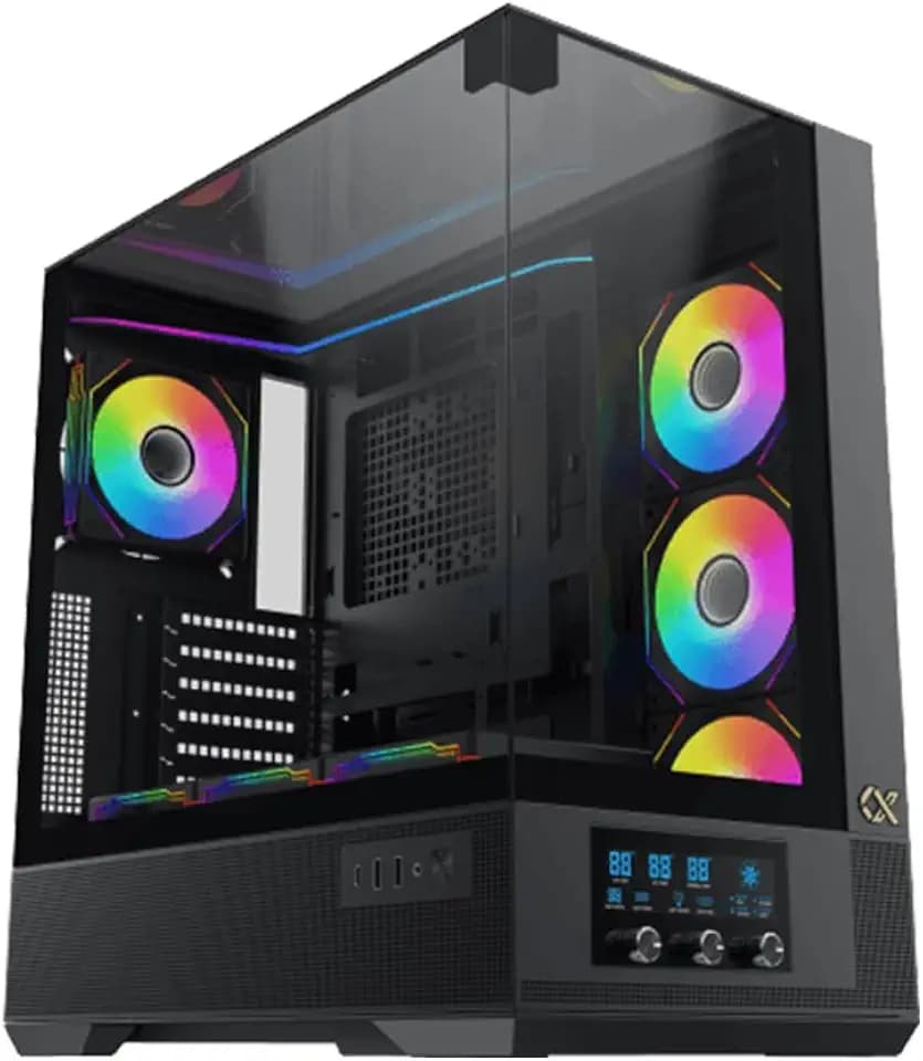 Gehäuse + Mittel + Tower + ATX + Xigmatek + Vision + RGB + mit+Panels + Glas%C3%A9s + %28Schwarz %29