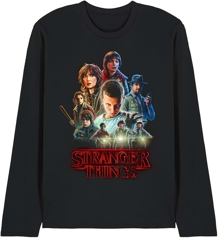 Stranger Things Unisex Stranger Things Season One Poster Unisex Long Sleeve T Shirt, Black T-Shirt (1er Pack)