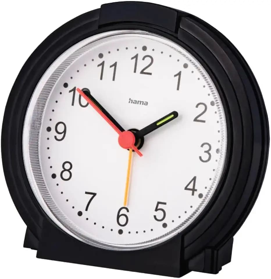 Hama analoger Wecker ohne Ticken, batteriebetriebene Uhr, Wecker mit Licht