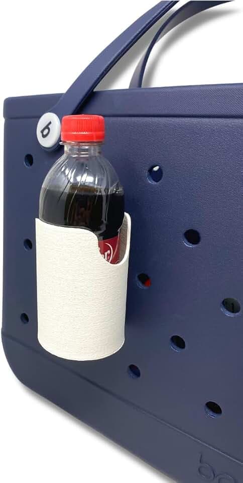 BAGLETS - Can Drink & Water Bottle Holder Charm Accessory Compatible with Bogg Bags - Keep Bottles or Drink Cans Handy with your Tote Bag - Fits Inside or Outside of the Bag – Made in USA - White